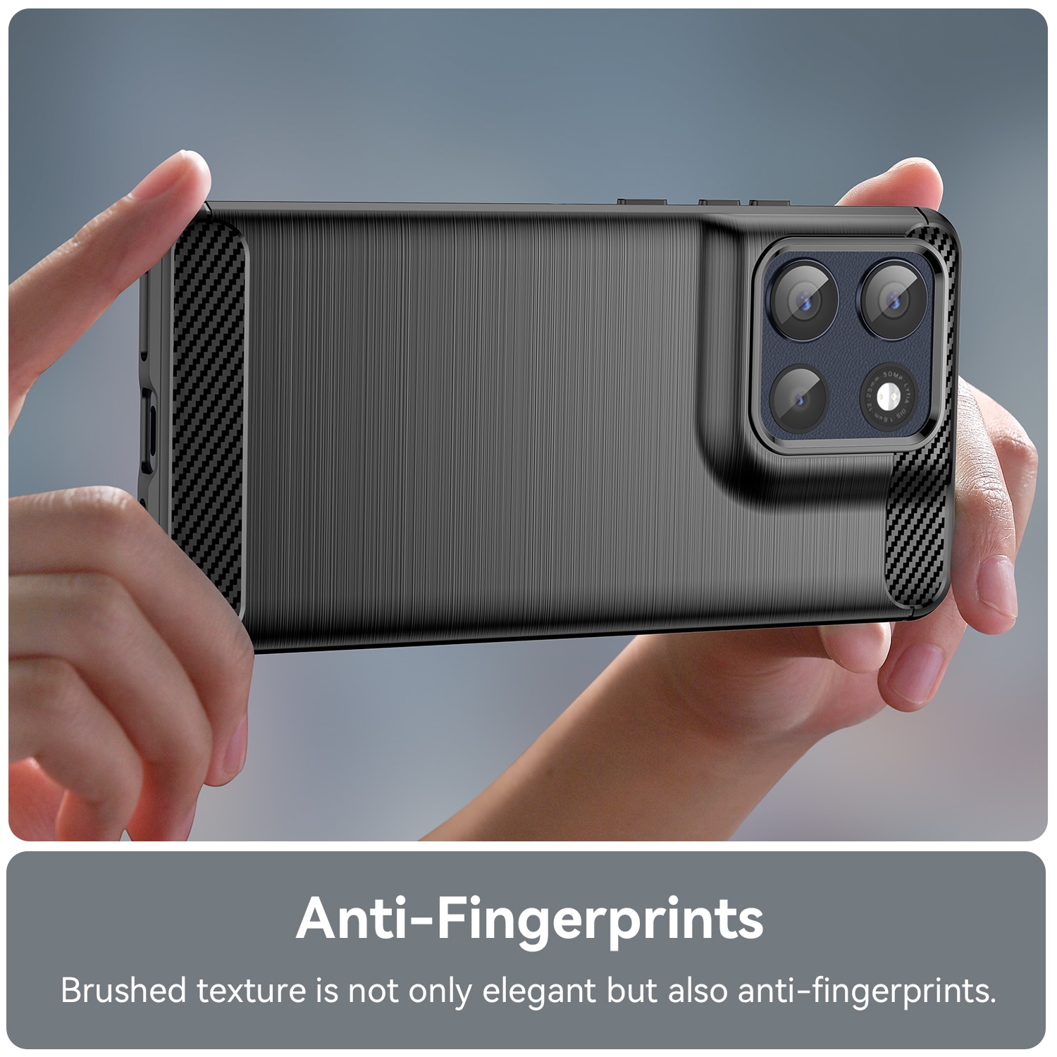 Husa telefon, pentru Motorola G86 5G, De inalta calitate subtire si usoara periata confortabila TPU Soft Feel, Carbon Fiber Negru
