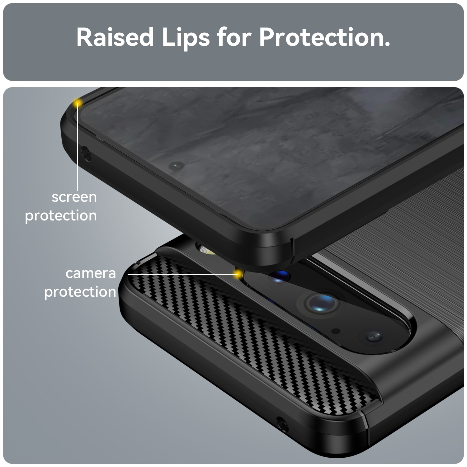 Husa telefon, pentru Google Pixel 8 Pro, De inalta calitate subtire si usoara periata confortabila TPU Soft Feel, Carbon Fiber Negru