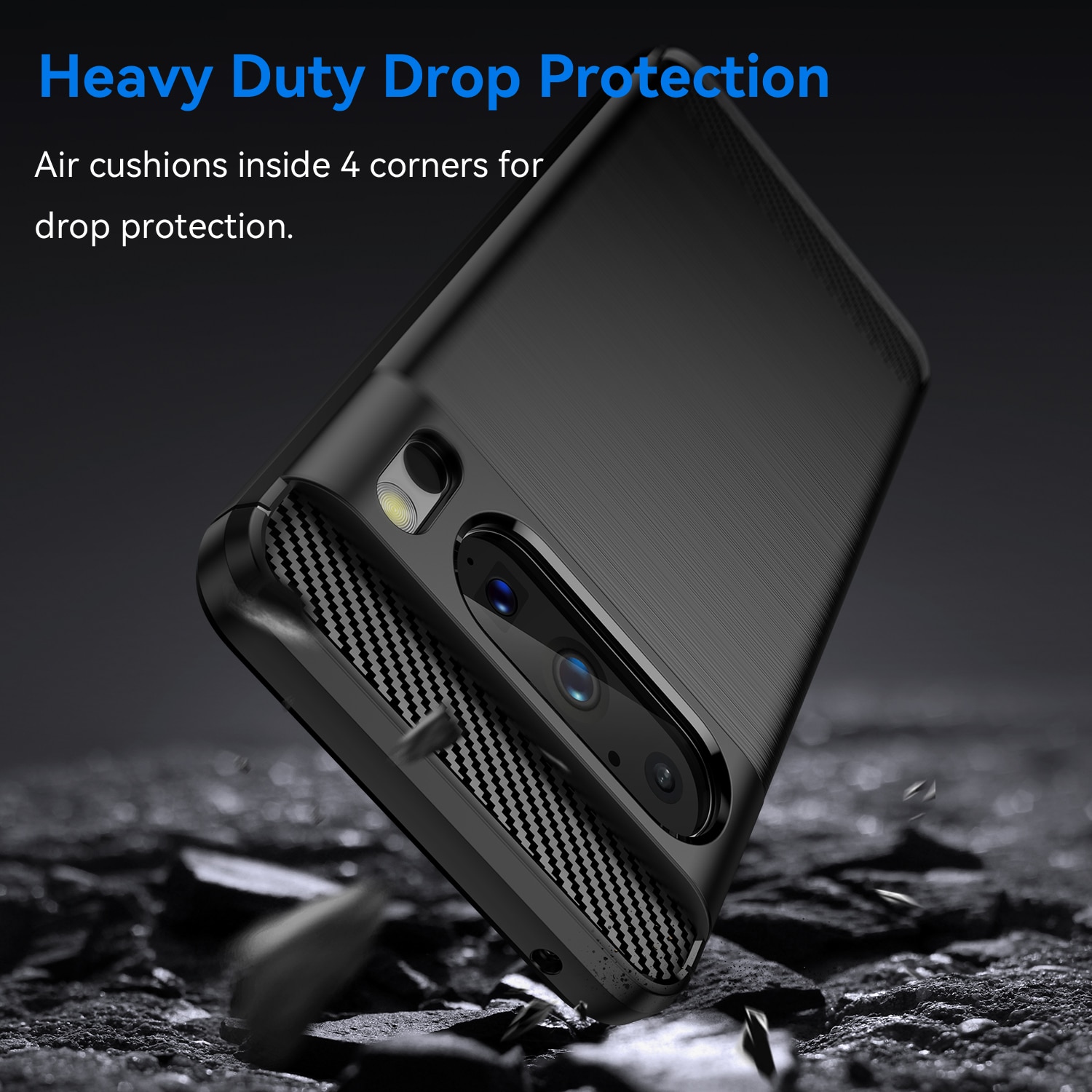 Husa telefon, pentru Google Pixel 8 Pro, De inalta calitate subtire si usoara periata confortabila TPU Soft Feel, Carbon Fiber Negru