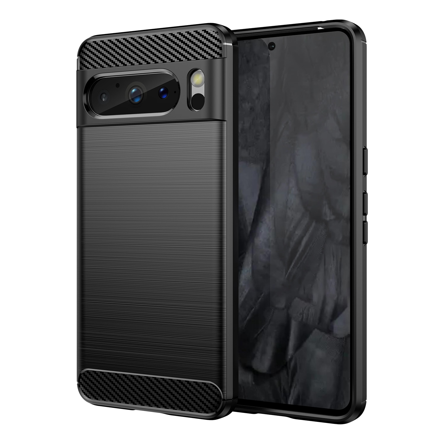 Husa telefon, pentru Google Pixel 8 Pro, De inalta calitate subtire si usoara periata confortabila TPU Soft Feel, Carbon Fiber Negru