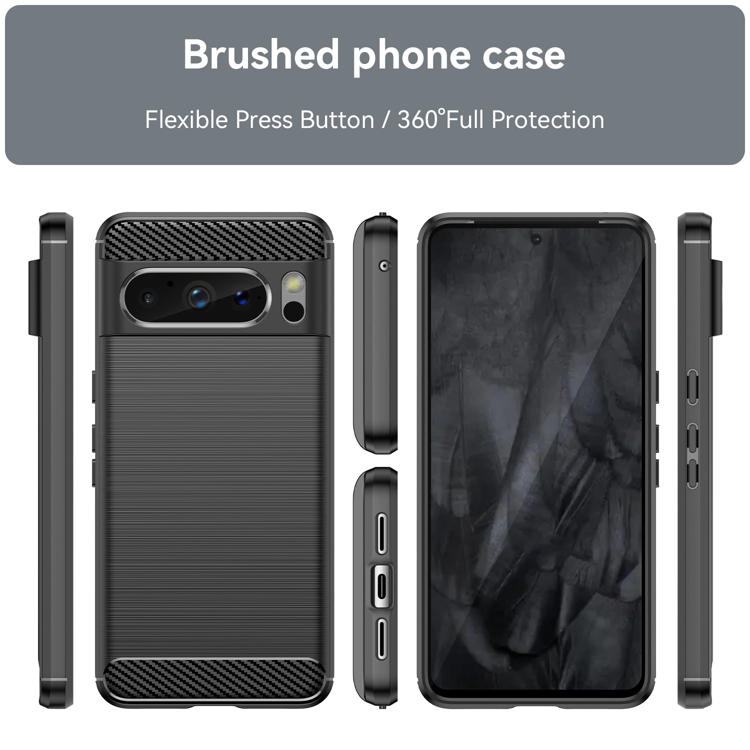 Husa telefon, pentru Google Pixel 8 Pro, De inalta calitate subtire si usoara periata confortabila TPU Soft Feel, Carbon Fiber Negru