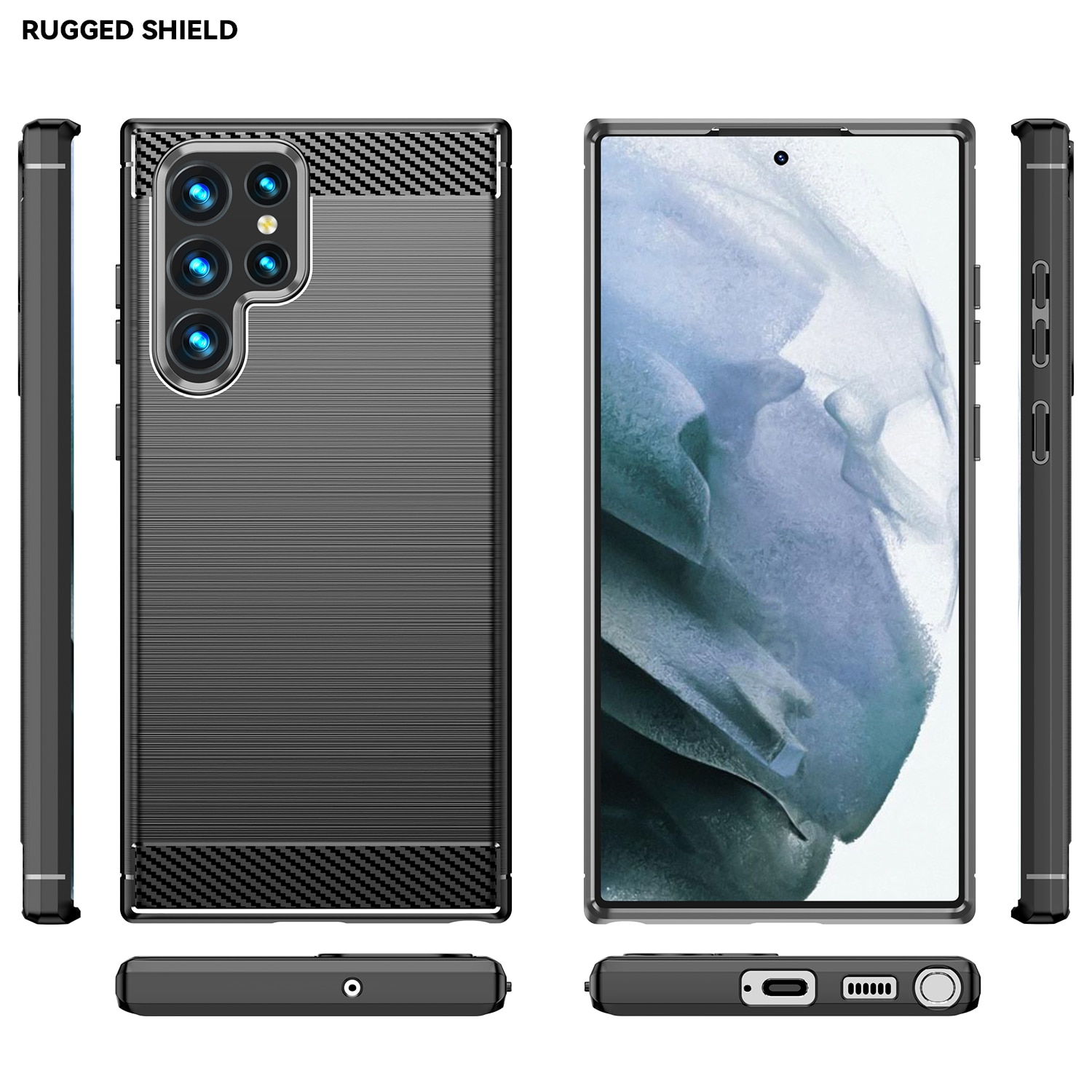 Husa telefon, pentru Samsung Galaxy S22 Ultra, De inalta calitate subtire si usoara periata confortabila TPU Soft Feel, Carbon Fiber Negru