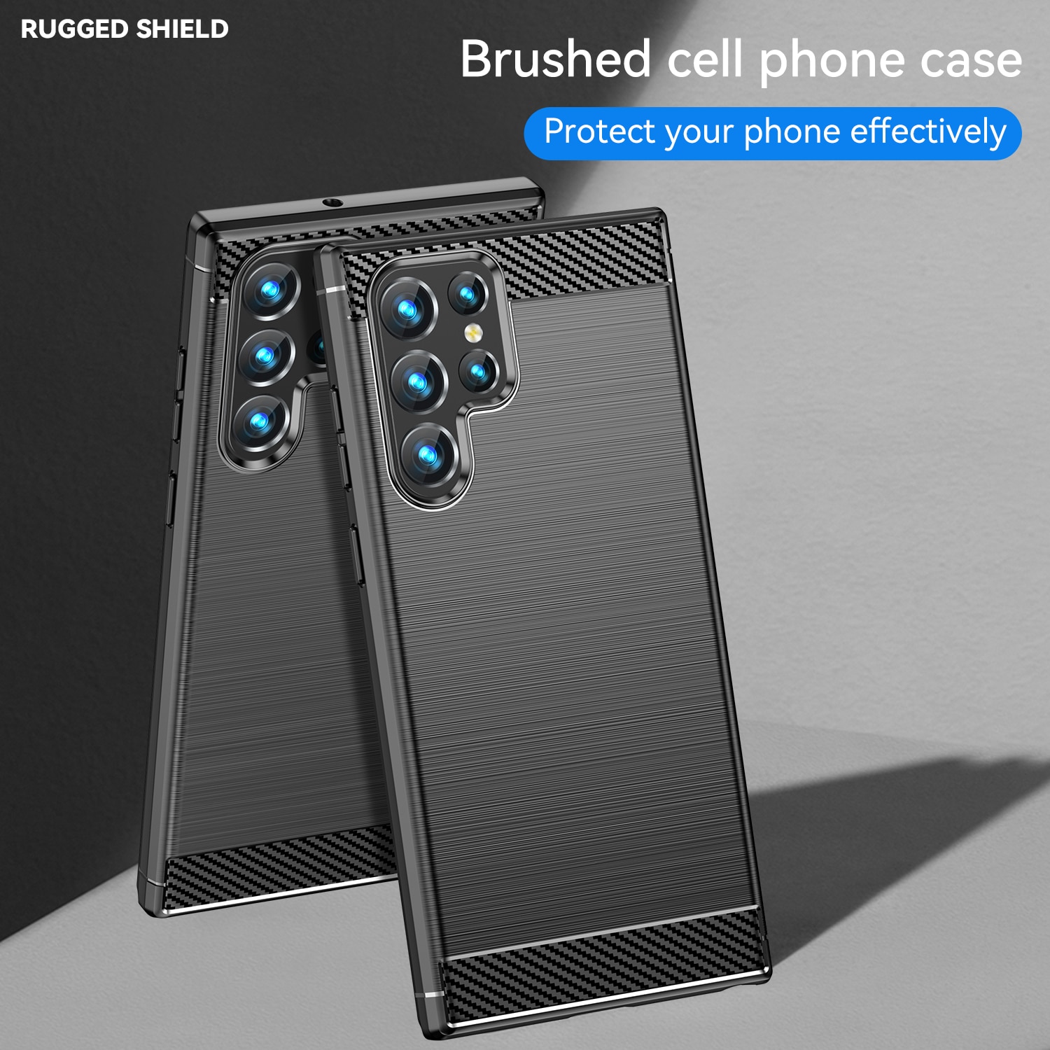 Husa telefon, pentru Samsung Galaxy S22 Ultra, De inalta calitate subtire si usoara periata confortabila TPU Soft Feel, Carbon Fiber Negru