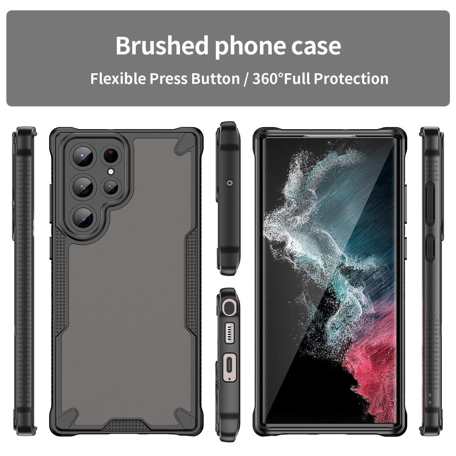 Husa telefon, pentru Samsung Galaxy S22 Ultra Armura de ulei confortabil TPU impermeabil + PC moale Semi-translucentmatte simt, Negru, Transparent
