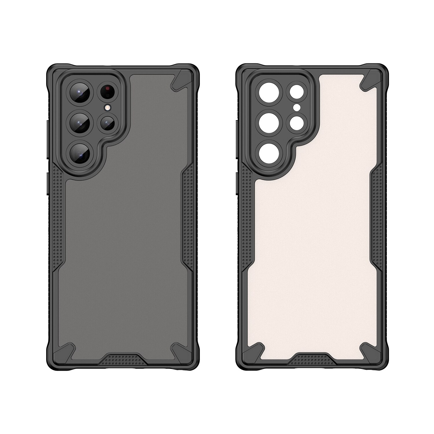 Husa telefon, pentru Samsung Galaxy S22 Ultra Armura de ulei confortabil TPU impermeabil + PC moale Semi-translucentmatte simt, Negru, Transparent