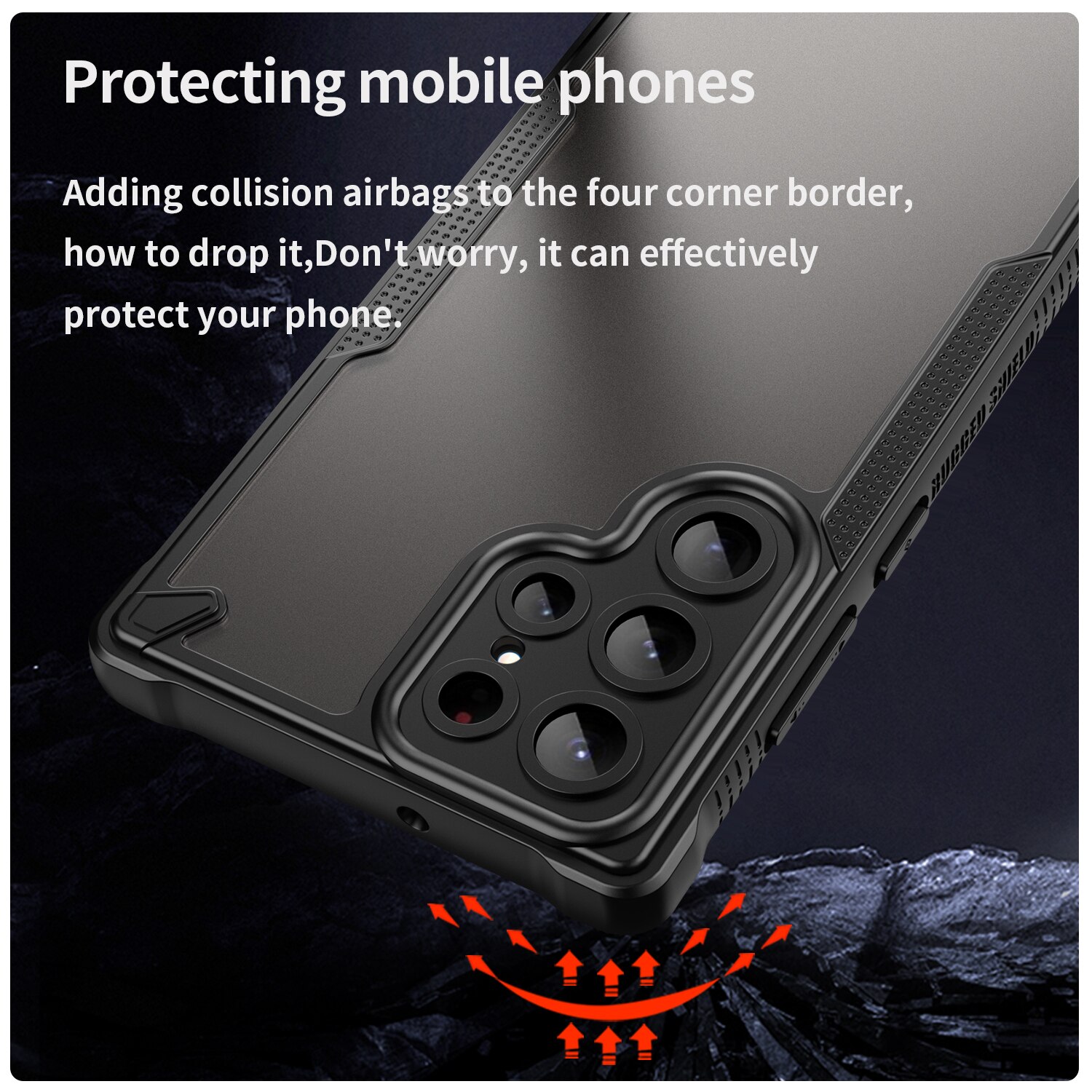 Husa telefon, pentru Samsung Galaxy S22 Ultra Armura de ulei confortabil TPU impermeabil + PC moale Semi-translucentmatte simt, Negru, Transparent
