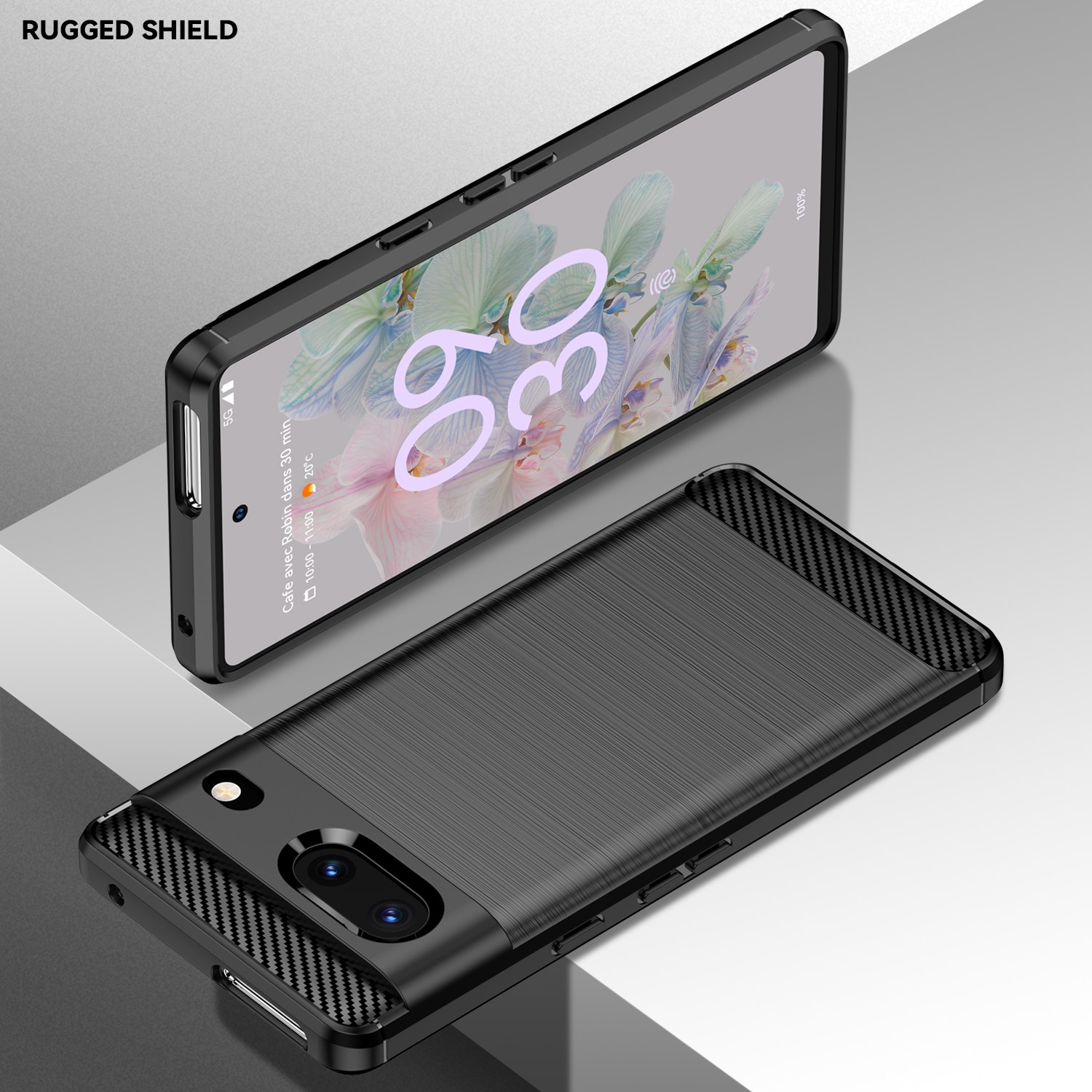 Husa telefon, pentru Google Pixel 7, De inalta calitate subtire si usoara periata confortabila TPU Soft Feel, Carbon Fiber Negru