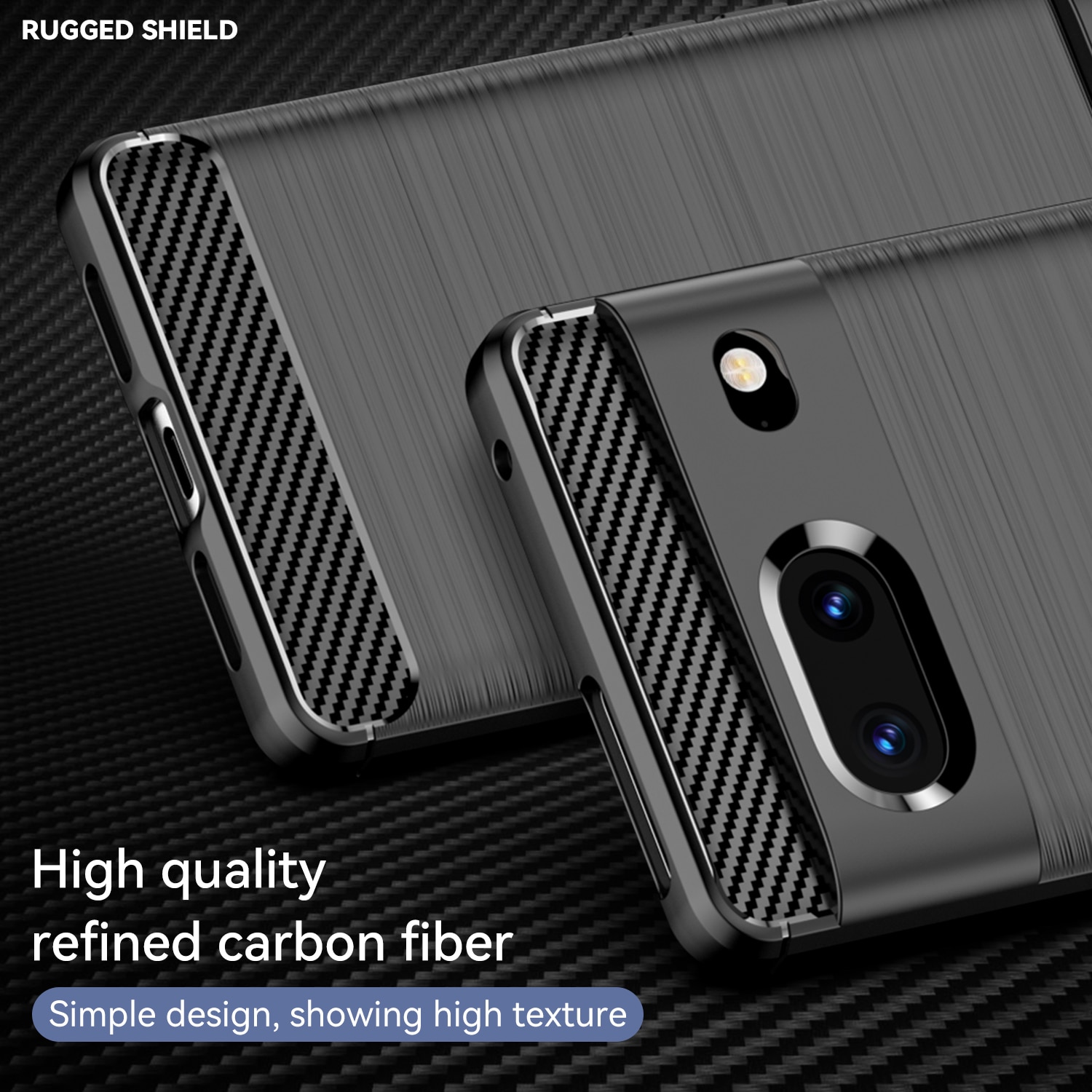 Husa telefon, pentru Google Pixel 7, De inalta calitate subtire si usoara periata confortabila TPU Soft Feel, Carbon Fiber Negru