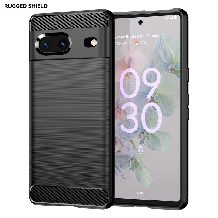 Husa telefon, pentru Google Pixel 7, De inalta calitate subtire si usoara periata confortabila TPU Soft Feel, Carbon Fiber Negru