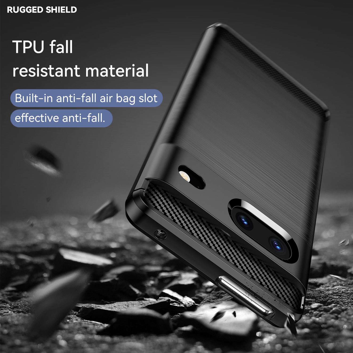 Husa telefon, pentru Google Pixel 7, De inalta calitate subtire si usoara periata confortabila TPU Soft Feel, Carbon Fiber Negru