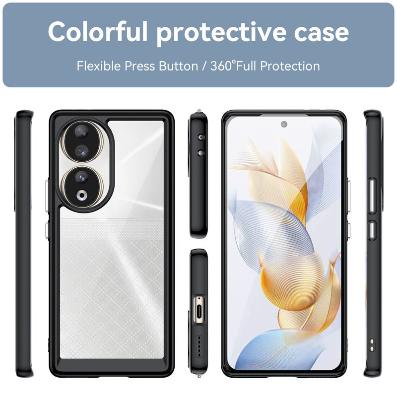 Husa telefon, pentru Honor 90 5G De inalta calitate Hard Backplane Soft Border Pure si Luminos Simtire confortabila, Negru, Transparent