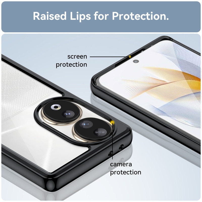 Husa telefon, pentru Honor 90 5G De inalta calitate Hard Backplane Soft Border Pure si Luminos Simtire confortabila, Negru, Transparent