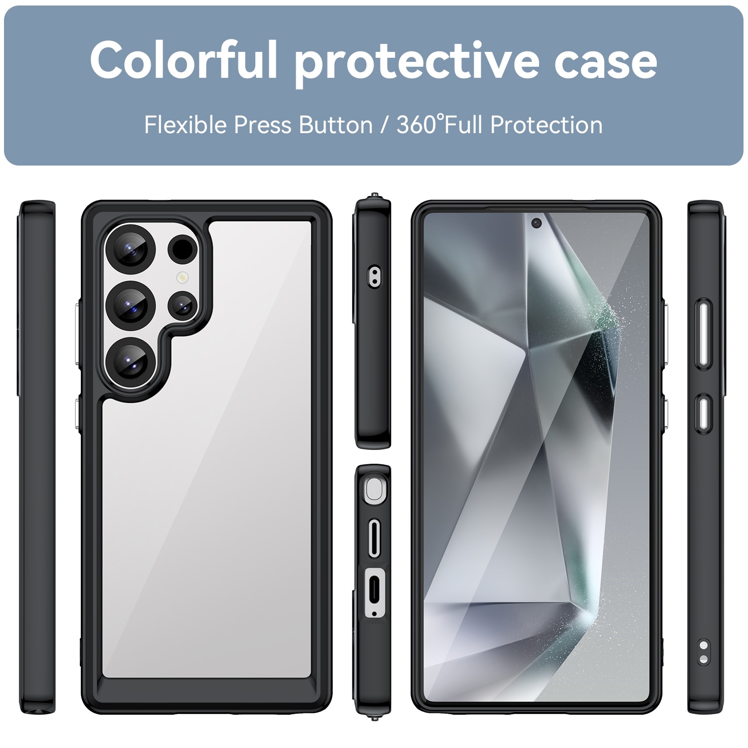 Husa telefon, pentru Samsung Galaxy S25 Ultra De inalta calitate Hard Backplane Soft Border Pure si Luminos Simtire confortabila, Negru, Transparent