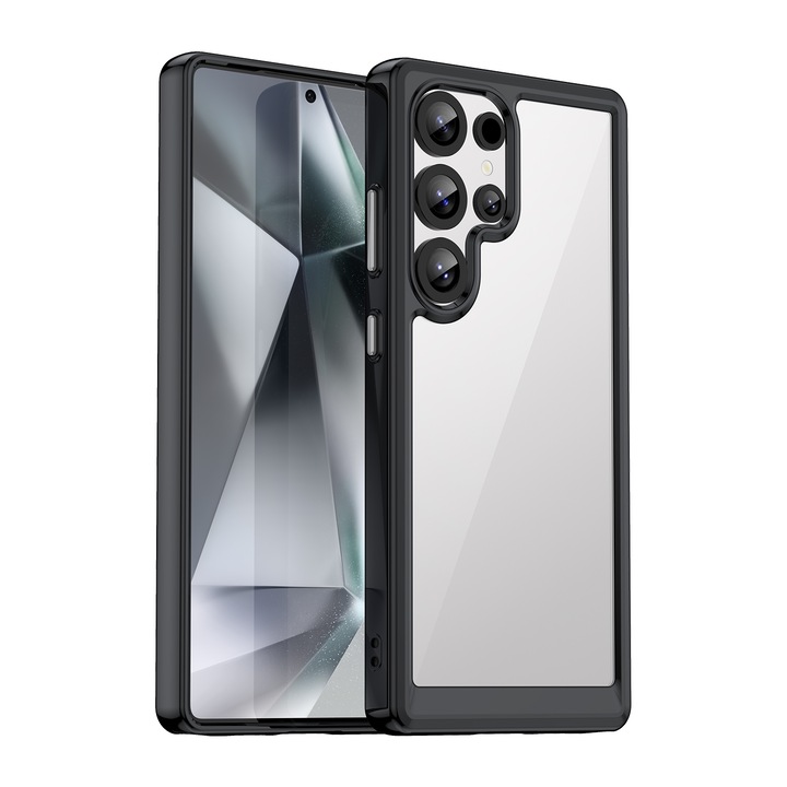 Husa telefon, pentru Samsung Galaxy S25 Ultra De inalta calitate Hard Backplane Soft Border Pure si Luminos Simtire confortabila, Negru, Transparent