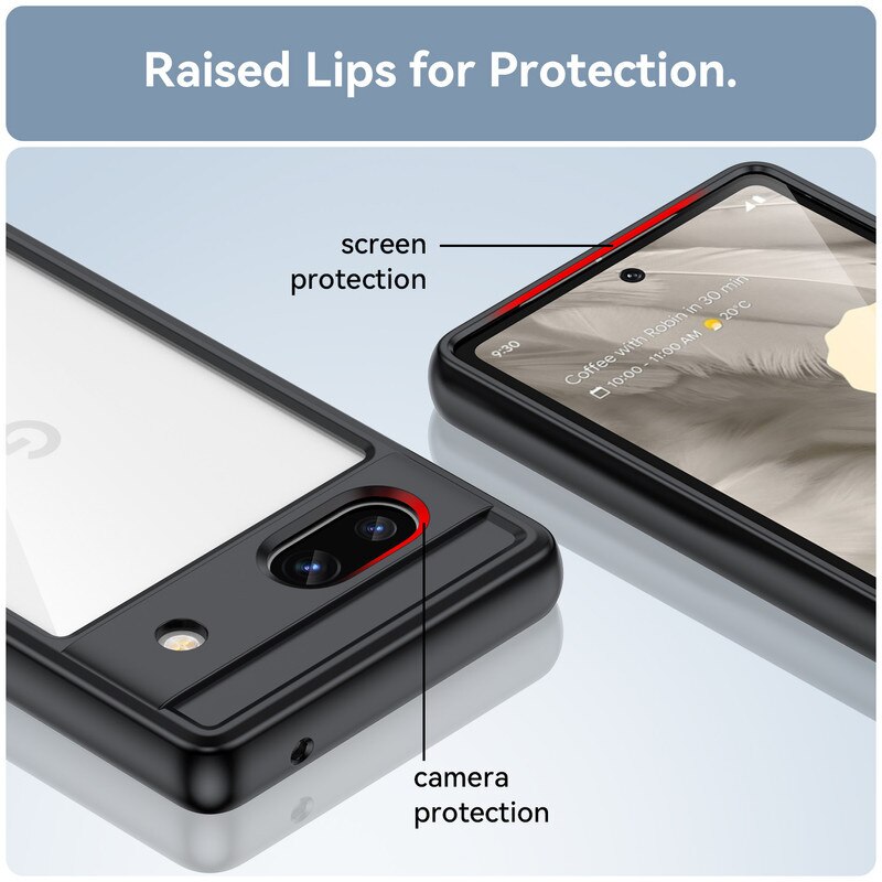 Husa telefon, pentru Google Pixel 7a De inalta calitate Hard Backplane Soft Border Pure si Luminos Simtire confortabila, Negru, Transparent