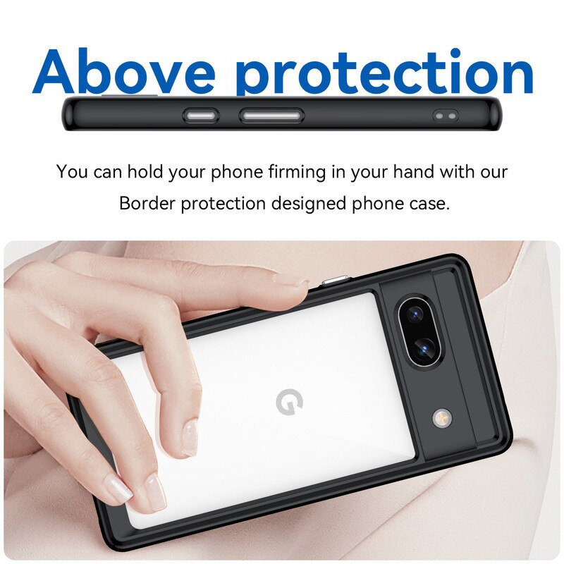 Husa telefon, pentru Google Pixel 7a De inalta calitate Hard Backplane Soft Border Pure si Luminos Simtire confortabila, Negru, Transparent