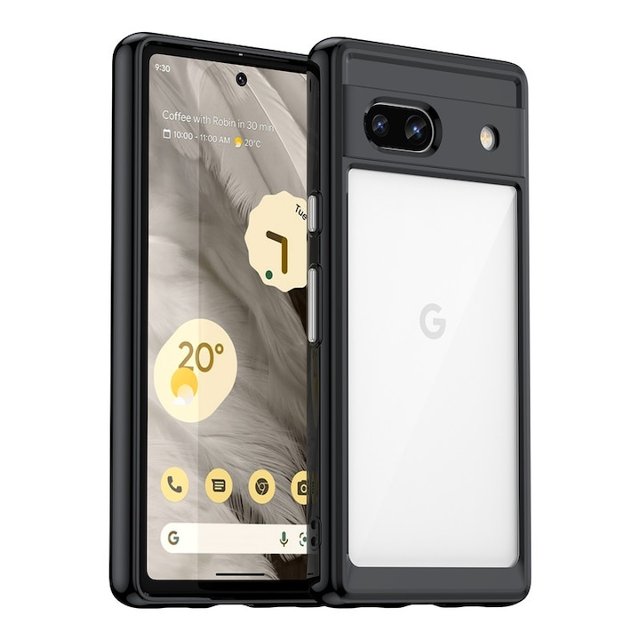 Husa telefon, pentru Google Pixel 7a De inalta calitate Hard Backplane Soft Border Pure si Luminos Simtire confortabila, Negru, Transparent