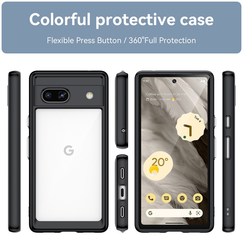 Husa telefon, pentru Google Pixel 7a De inalta calitate Hard Backplane Soft Border Pure si Luminos Simtire confortabila, Negru, Transparent