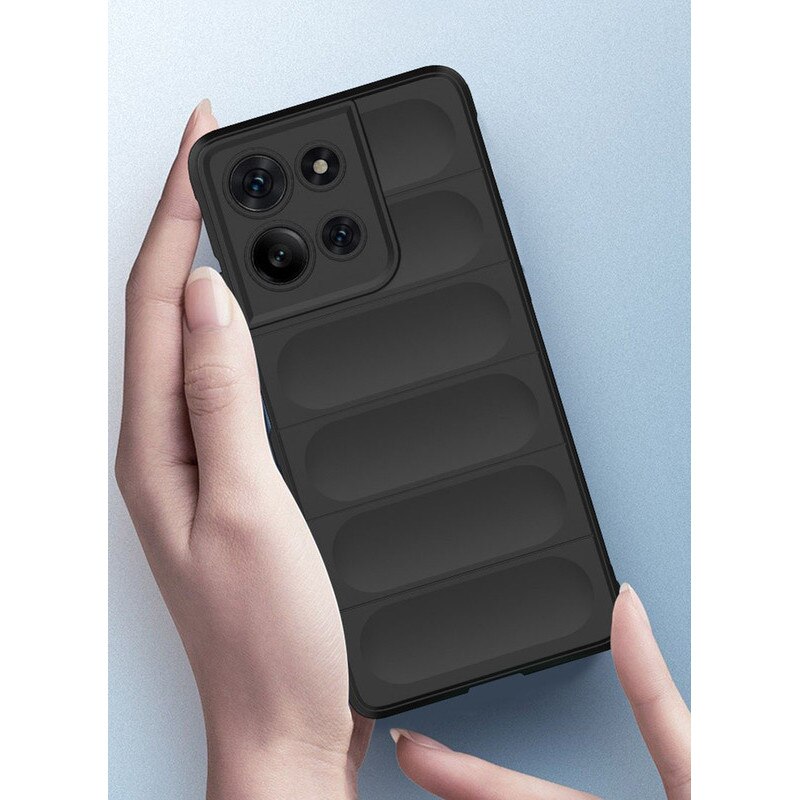 Husa telefon, pentru Motorola Edge 60 Pro 5G, Heavy Duty 3D cu dungi senzoriale Soft Silicone Full Portection Rezistent la socuri, Negru intens