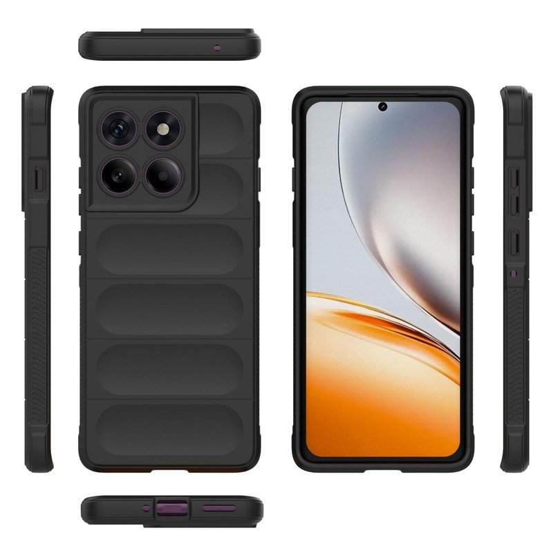 Husa telefon, pentru Motorola Edge 60 Pro 5G, Heavy Duty 3D cu dungi senzoriale Soft Silicone Full Portection Rezistent la socuri, Negru intens