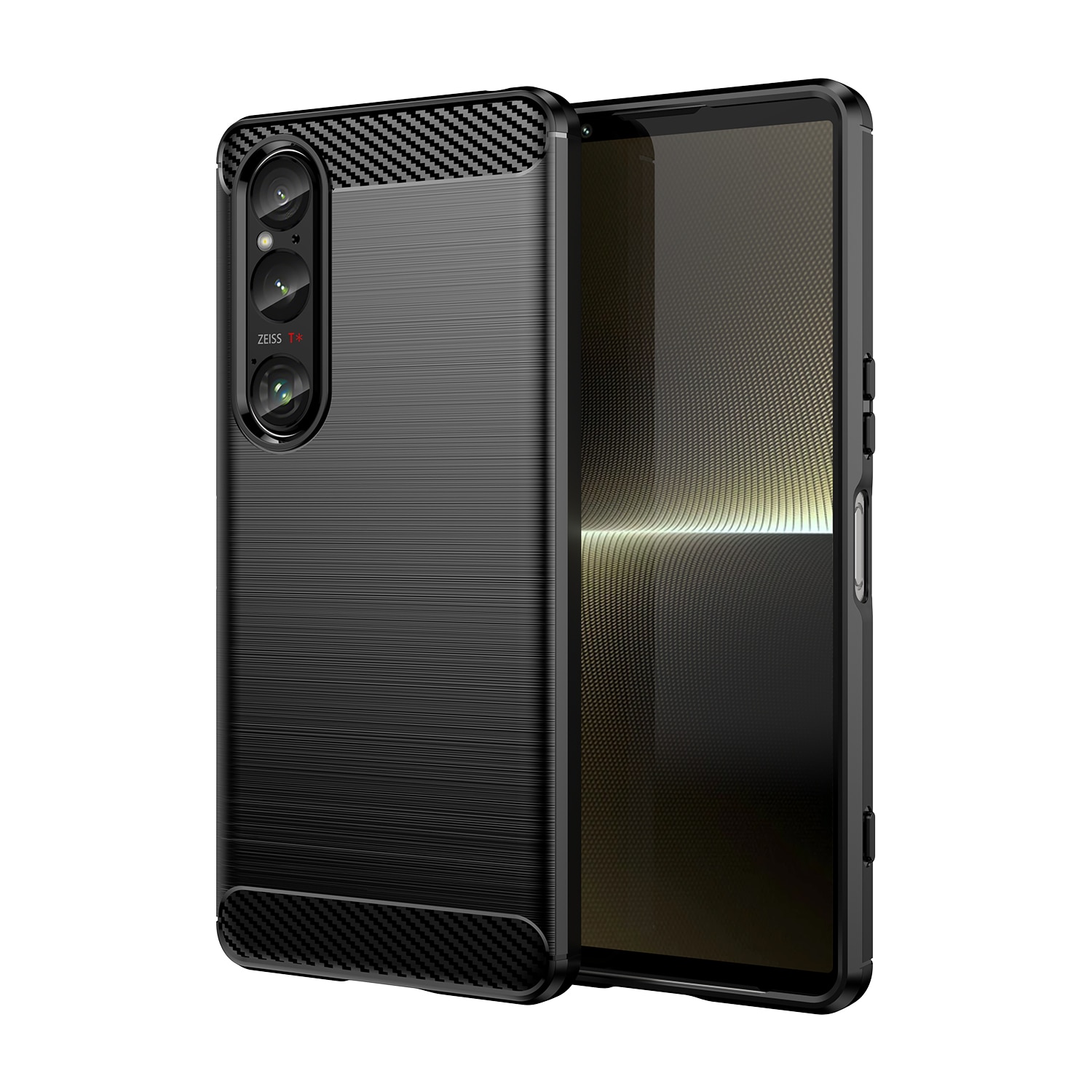 Husa telefon, pentru Sony Xperia 1 VI, De inalta calitate subtire si usoara periata confortabila TPU Soft Feel, Carbon Fiber Negru