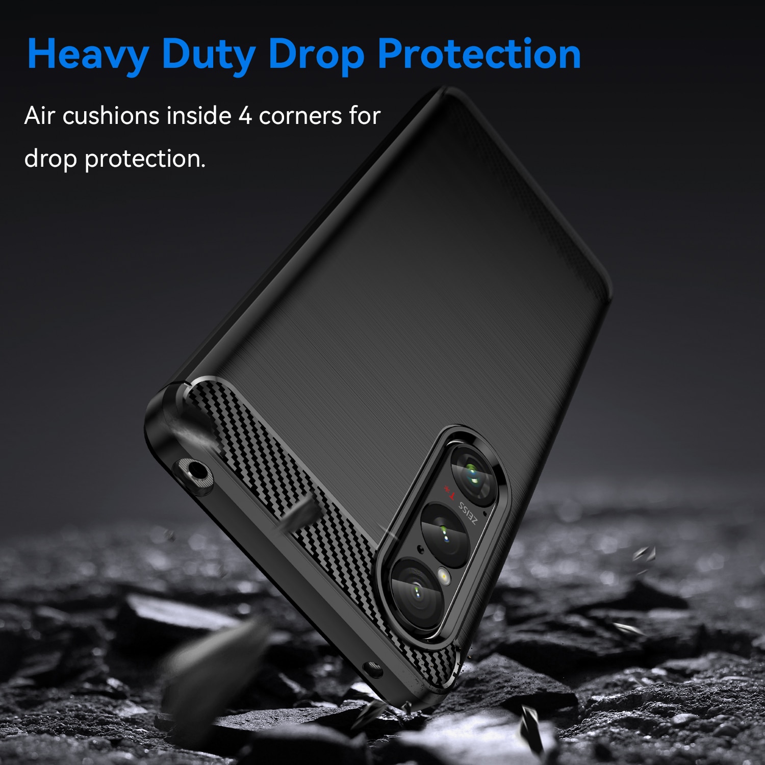 Husa telefon, pentru Sony Xperia 1 VI, De inalta calitate subtire si usoara periata confortabila TPU Soft Feel, Carbon Fiber Negru