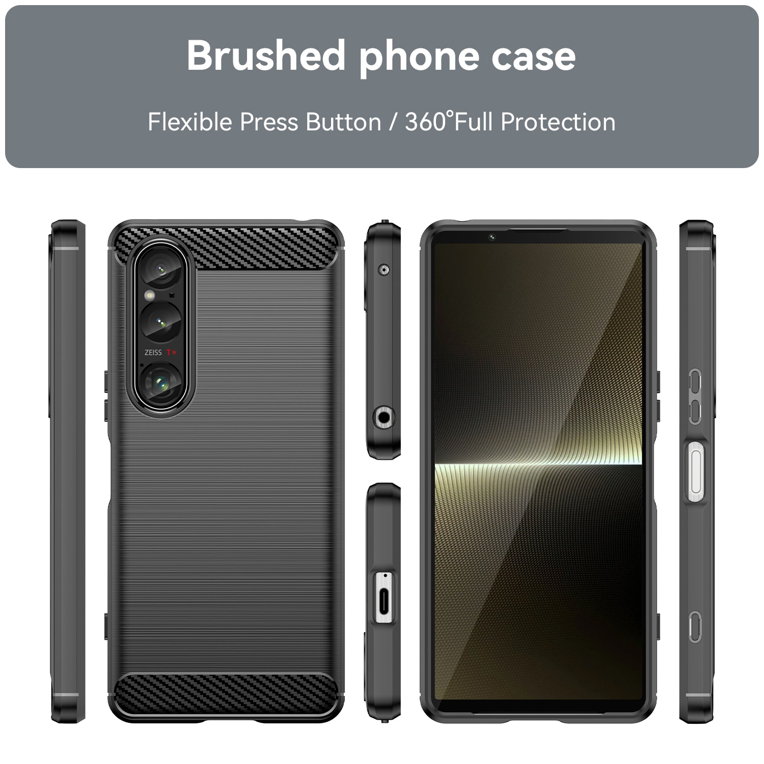 Husa telefon, pentru Sony Xperia 1 VI, De inalta calitate subtire si usoara periata confortabila TPU Soft Feel, Carbon Fiber Negru