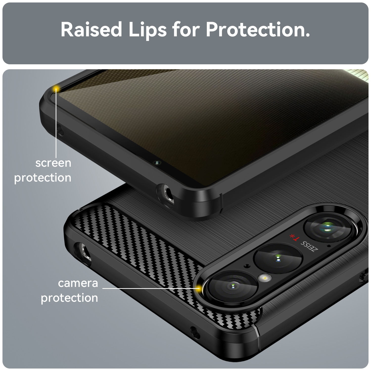 Husa telefon, pentru Sony Xperia 1 VI, De inalta calitate subtire si usoara periata confortabila TPU Soft Feel, Carbon Fiber Negru