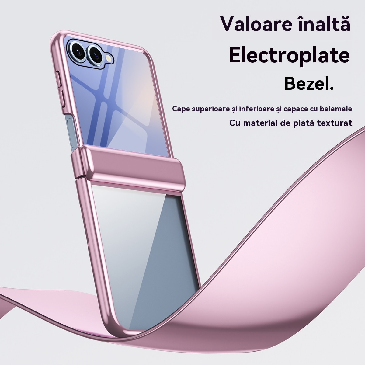 Husa telefon compatibila Samsung Galaxy Z Flip 7, Esther Beauty®, cu Bumper TPU, SuperLithe, Antisoc, Ultra Protection Tech, Policarbonat, Roz