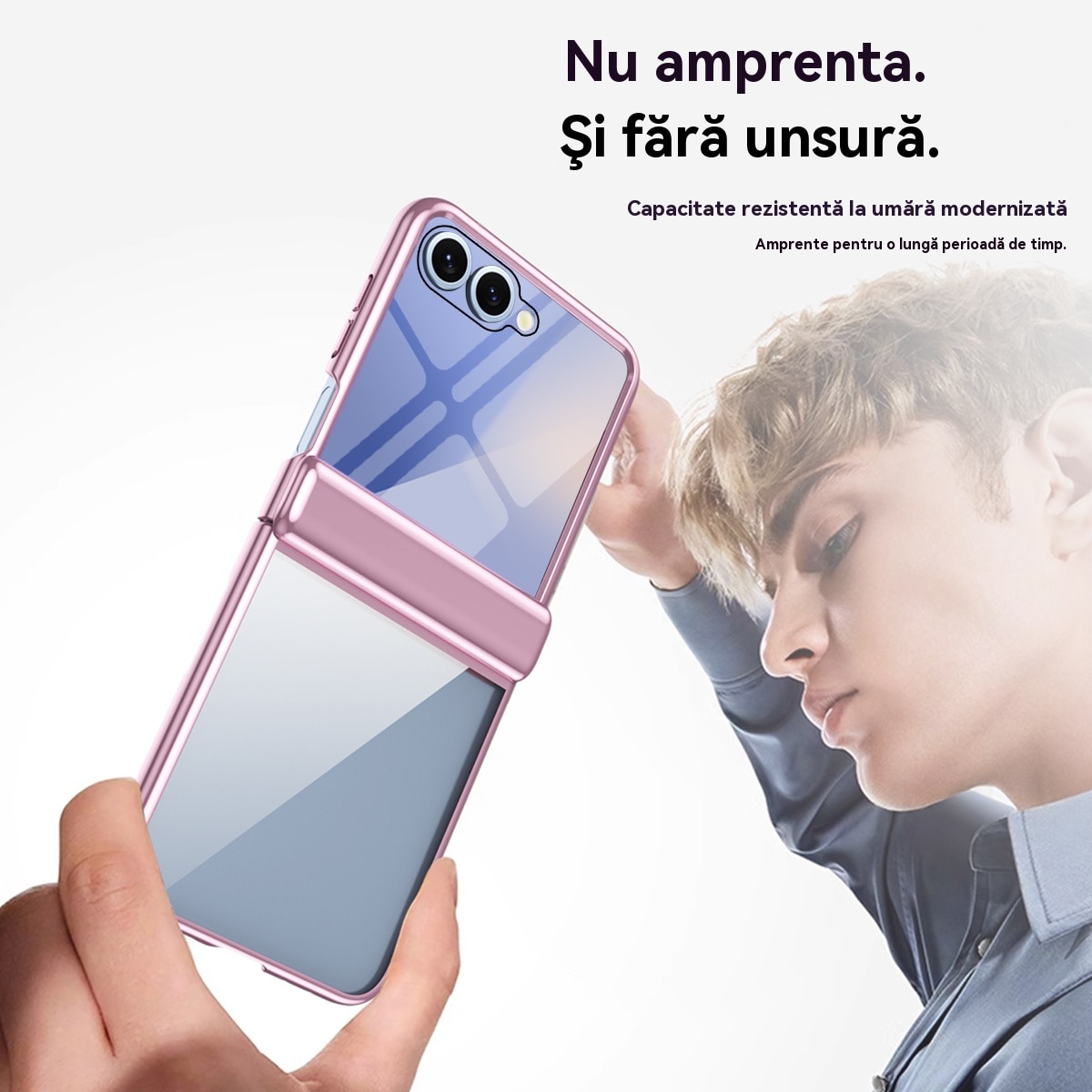 Husa telefon compatibila Samsung Galaxy Z Flip 7, Esther Beauty®, cu Bumper TPU, SuperLithe, Antisoc, Ultra Protection Tech, Policarbonat, Roz