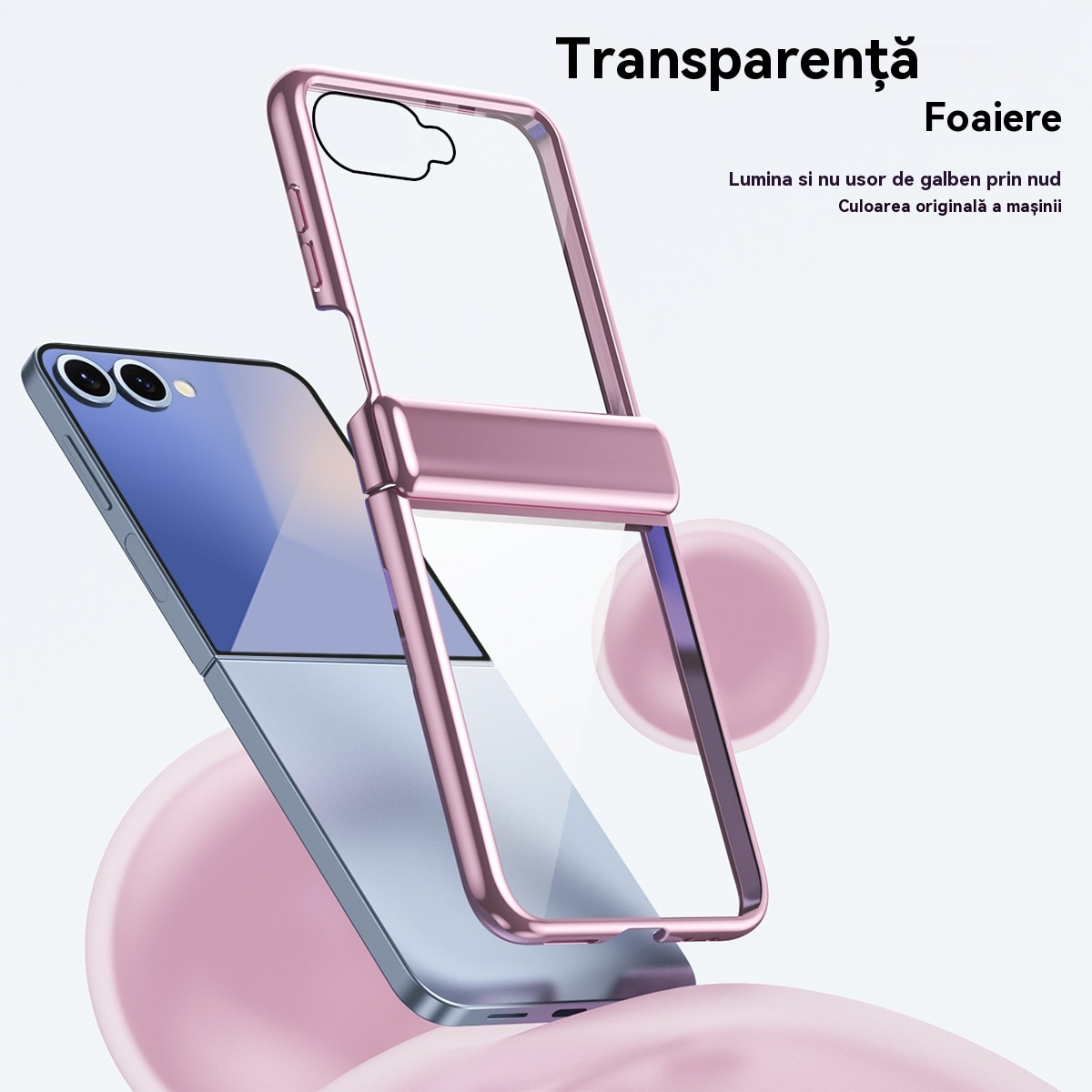 Husa telefon compatibila Samsung Galaxy Z Flip 7, Esther Beauty®, cu Bumper TPU, SuperLithe, Antisoc, Ultra Protection Tech, Policarbonat, Roz