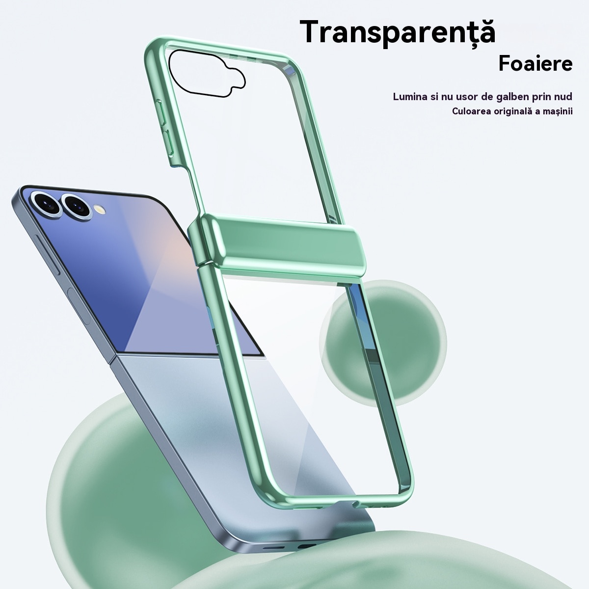 Husa telefon compatibila Samsung Galaxy Z Flip 7, cu Bumper TPU, SuperLithe, Antisoc, Ultra Protection Tech, Policarbonat, Verde