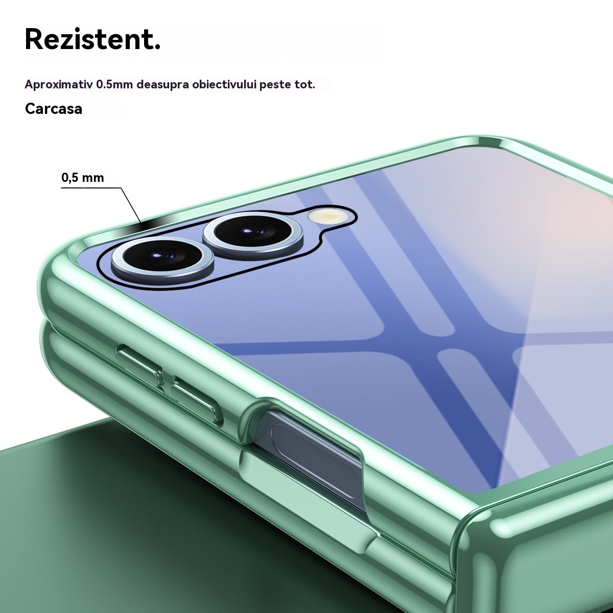 Husa telefon compatibila Samsung Galaxy Z Flip 7, cu Bumper TPU, SuperLithe, Antisoc, Ultra Protection Tech, Policarbonat, Verde