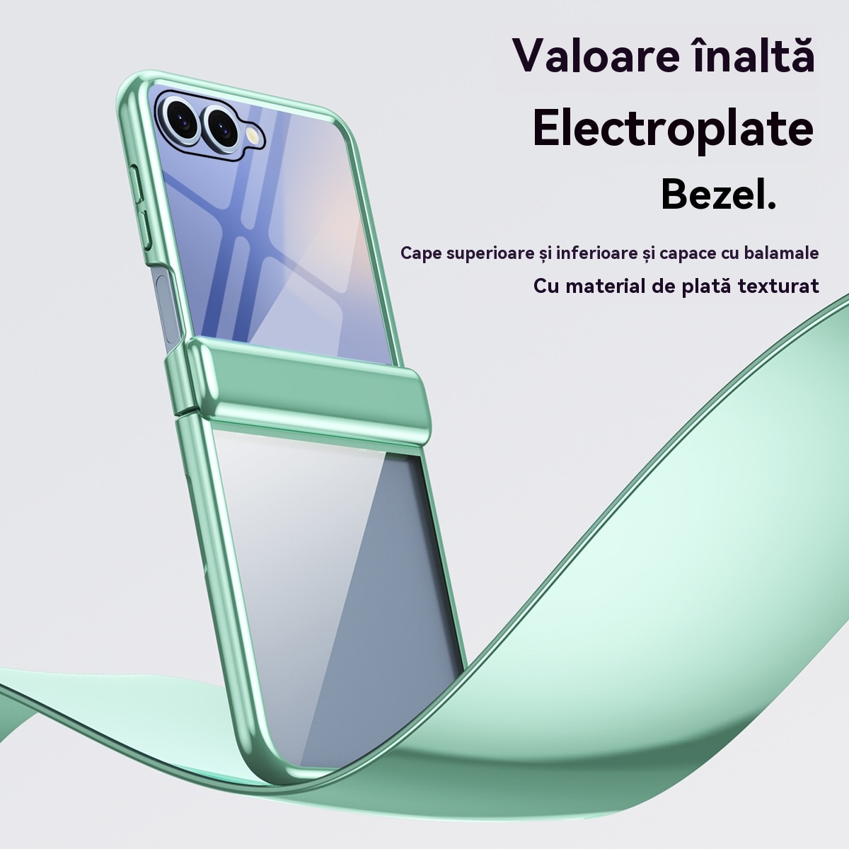Husa telefon compatibila Samsung Galaxy Z Flip 7, cu Bumper TPU, SuperLithe, Antisoc, Ultra Protection Tech, Policarbonat, Verde