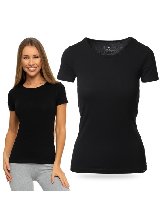 Női póló, Moraj, pamut, rövid ujjú, fekete, S INTL