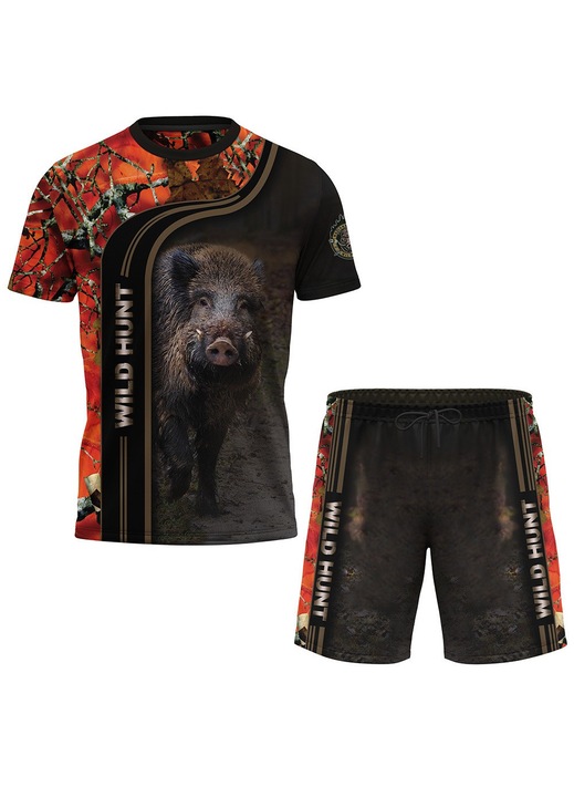 Rövidnadrág és póló szett vaddisznó mintával 35.29, 2 darabos, többszínű