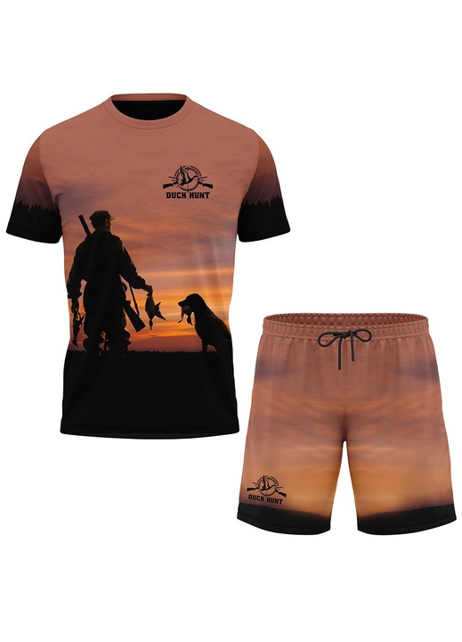 Vadászkutya rövidnadrág és póló szett 35.33, 2 darabos, többszínű