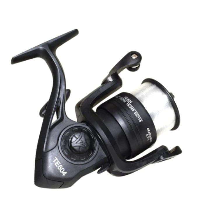 Mulineta pescuit, TE 604 cu fir inclus, frana frontala micrometrica, 4 rulmenti inox, raport 4.7:1, capacitate tambur 0.45mm/180m