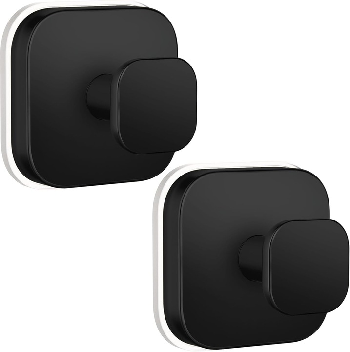 Carlige cu ventuza pentru dus, FomoX, carlige de dus rezistente pentru peretele baii, ferestre din sticla, usi netede pentru agatat prosoape, halate, haine, cuier reutilizabil cu ventuza pentru coronite de Craciun - negru (2 buc.)