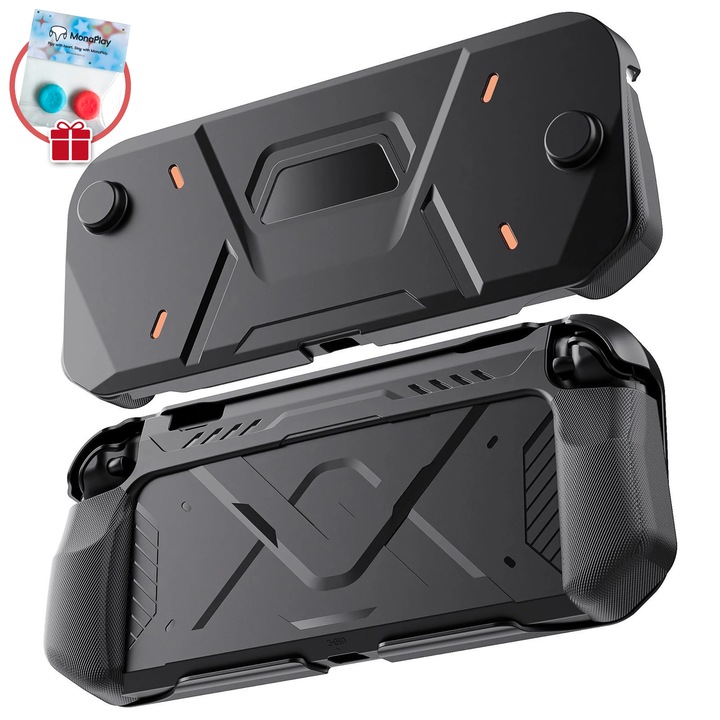 Защитен калъф за Nintendo Switch 2 (2025), Omelivon, Твърд преден капак от PC + Мека TPU задна обвивка, Противоударен, Против надраскване, Ергономичен дизайн, Черен