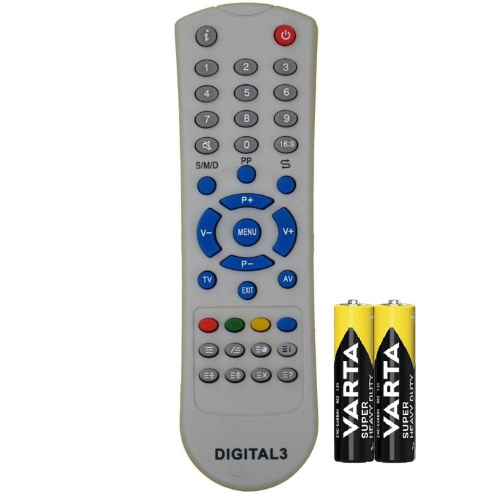 DIGITAL3 távirányító Orion, AEG, Telestar, Finlux, Bush, Blue Sky evoremote® TV-hez, elemek mellékelve