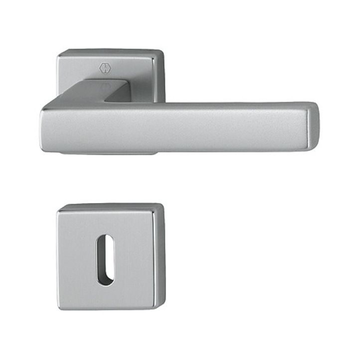 Mâner ușă interior HOPPE Toulon, aluminiu, rozeta cheie, culoare Titan, montaj Quick-Fit
