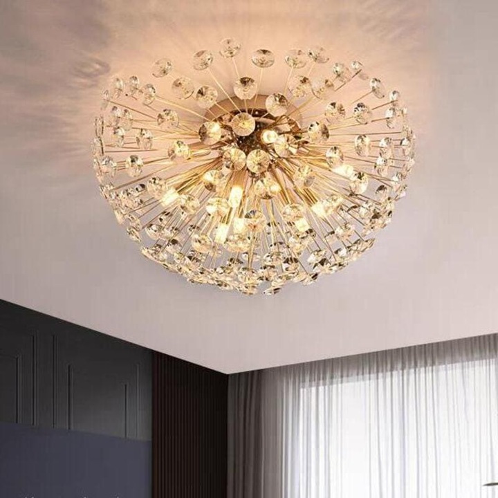 Златна скелетна кристална стенна лампа 35 см, Розова LED плафонна лампа с елегантен дизайн AP L16/350FGD