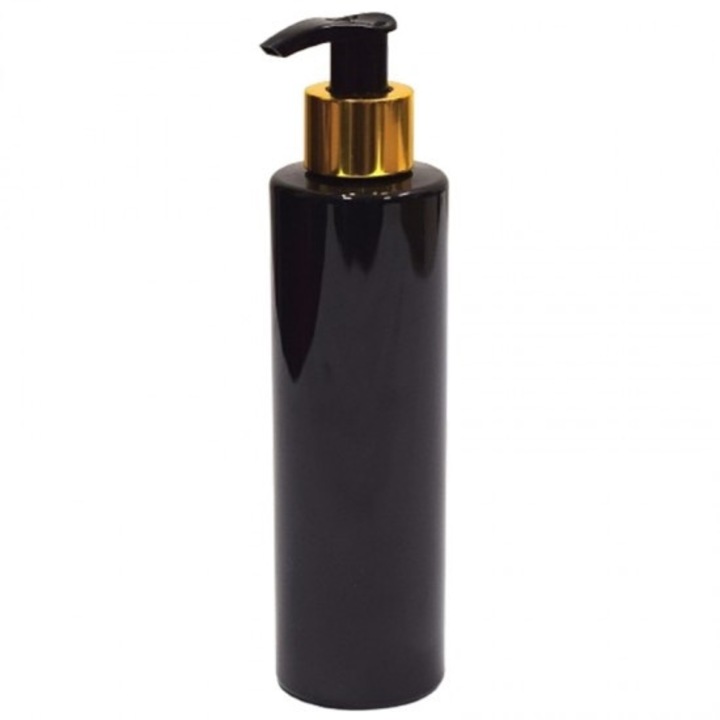 Recipient cosmetic flacon negru cu pompa dozatoare, 200ml