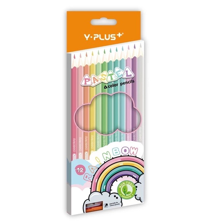 Creioane color pastel Rainbow - 12 buc - Y-Plus