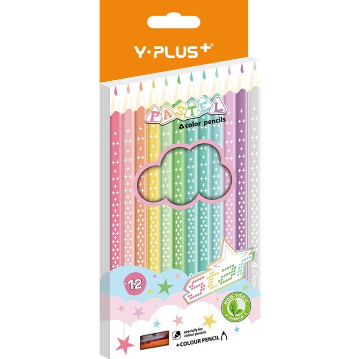 Creioane color pastel Star - 12 buc - Y-Plus