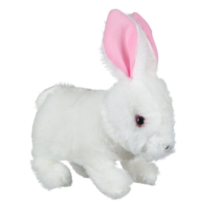 Iepuras de Plus cu Sunet & Miscare Alb 13cm