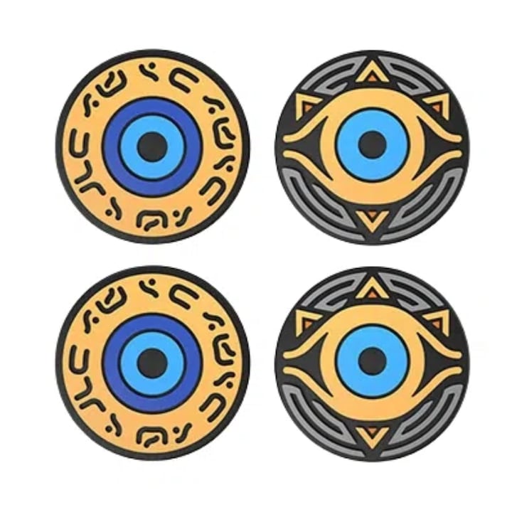 4 darabos Thumb Grip Nintendo Switch 2, Omelivon, Szilikon Gamepad Kiegészítők, Csúszásgátló, 360°-os védelem, Sárga / Fekete