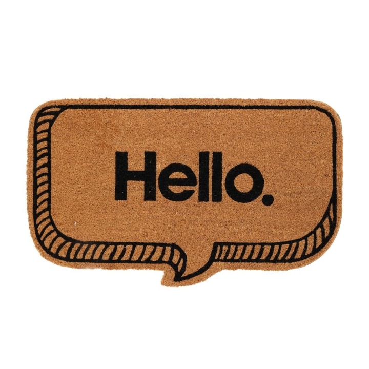 Kókuszrost bejárati szőnyeg – 75x41 cm – Üzenet „Helló”