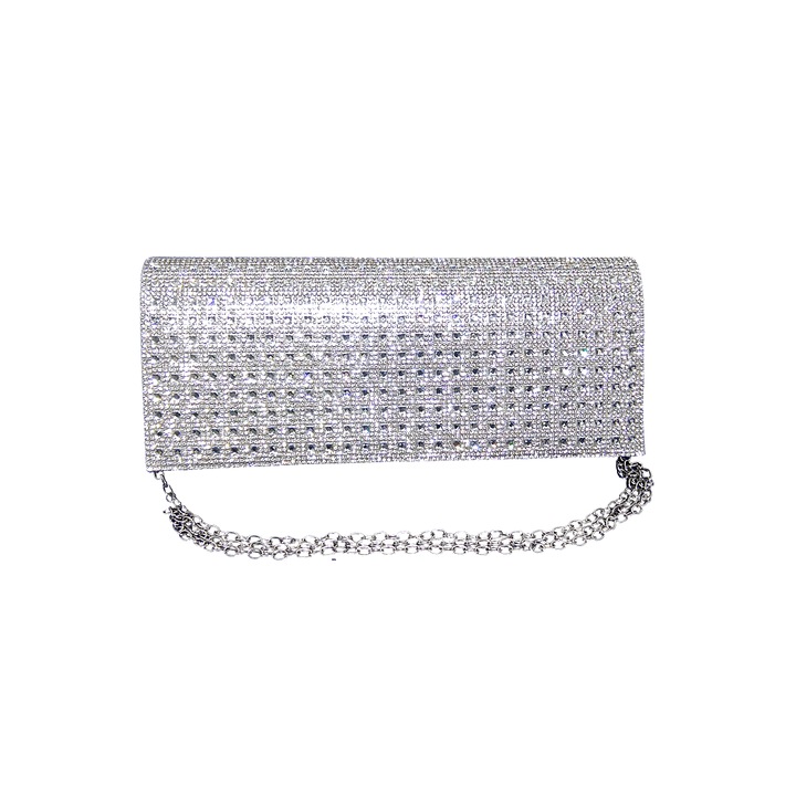 Geanta plic sera, ocazii si petreceri, Argintiu, model in relief, 24 x 10 cm, Magrot 25027